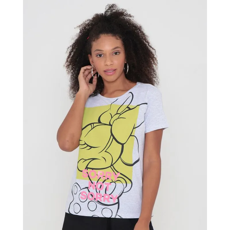 Blusa Mullet Estampa Sorry Minnie Disney Branca GG