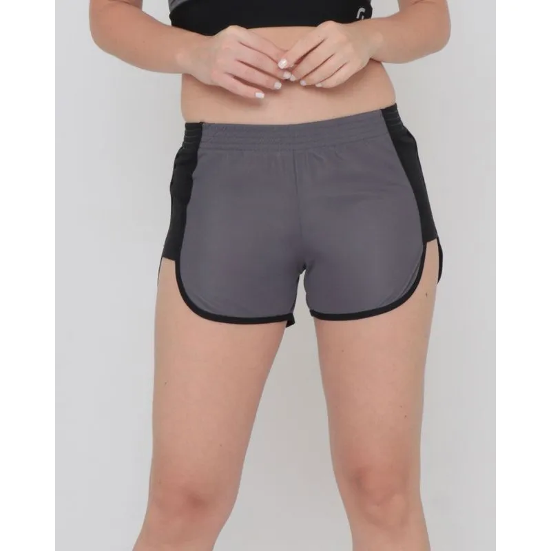 Short Fitness Boxer Com Recorte Lateral Cinza G