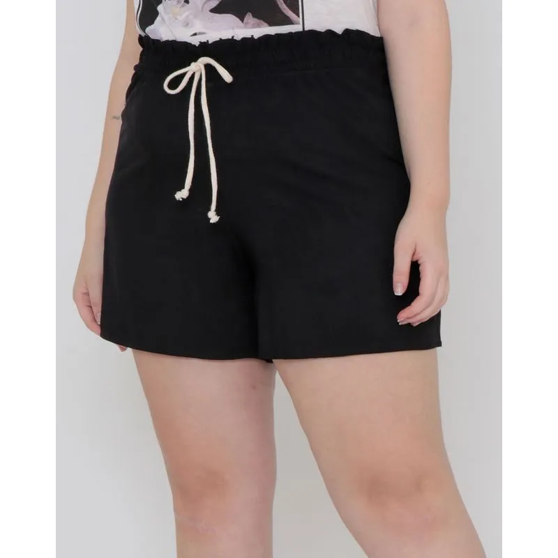 Short Plus Size Cordão Viscose Preto G3