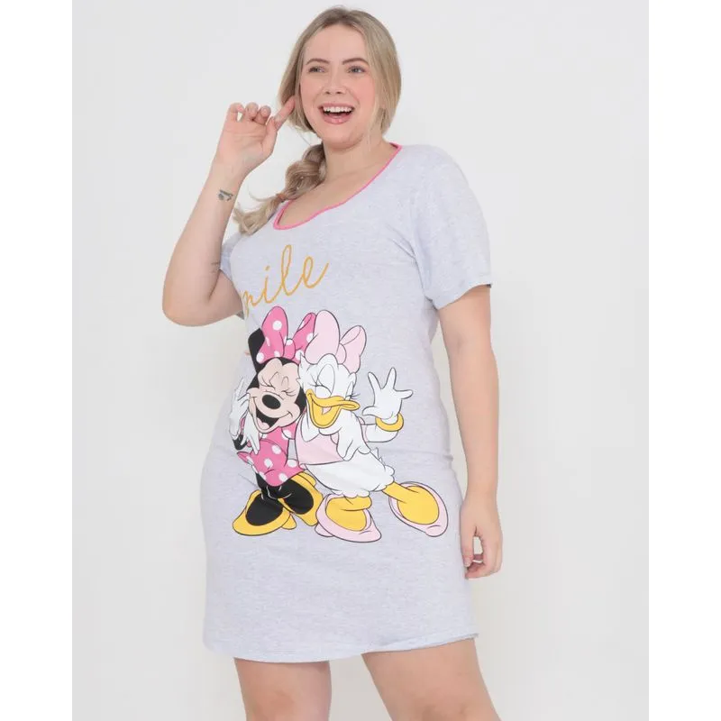 Camisola Plus Size Minnie e Margarida Disney Cinza Claro G3