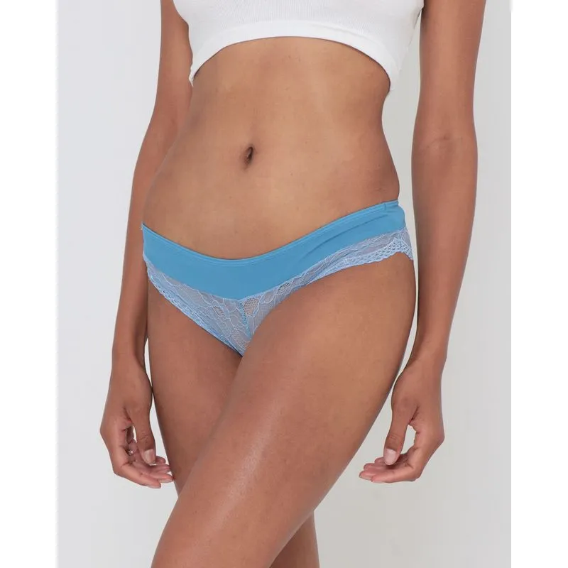 Calcinha Caleçon Com Renda Azul M
