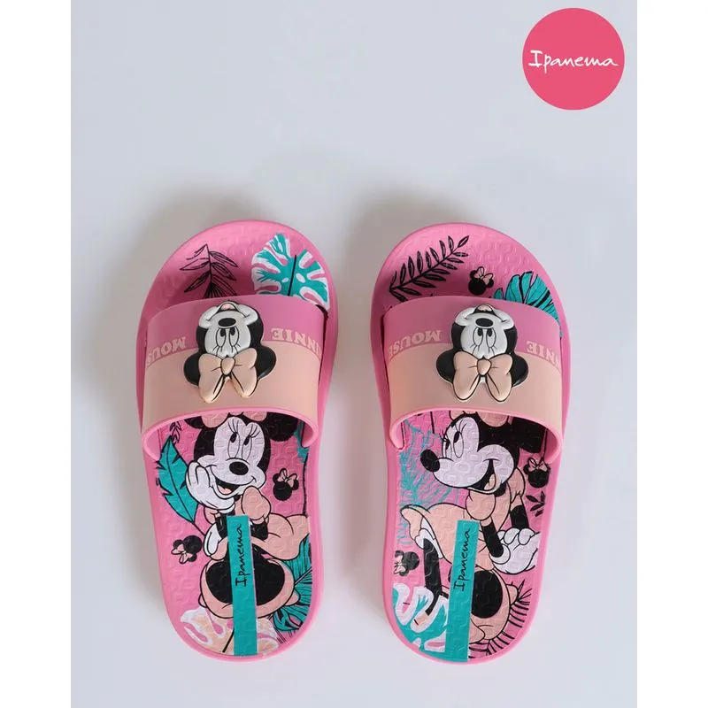 Chinelo Ipanema Infantil Minnie Mouse Disney Rosa Claro 25