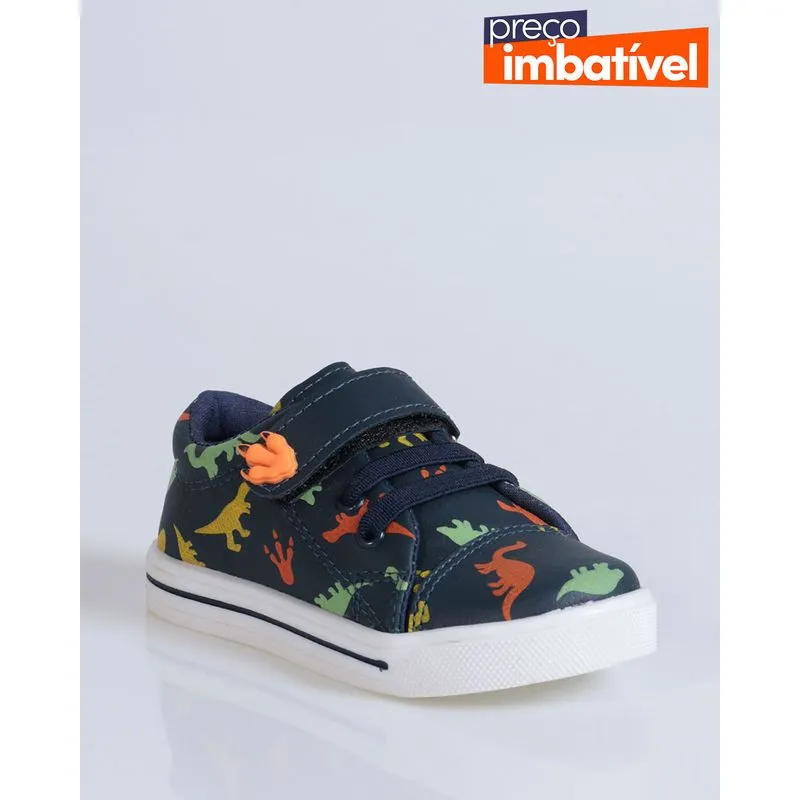 Tênis Bebê Dinossauros Casual Azul Marinho 21