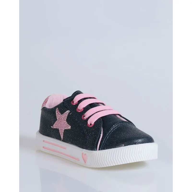 Tênis Bebê Glitter Estrela Casual Azul Marinho 21