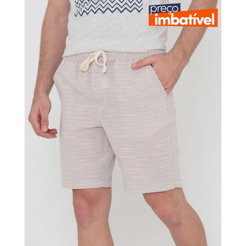 Bermuda Sarja Masculina Listrada Bege Claro 44