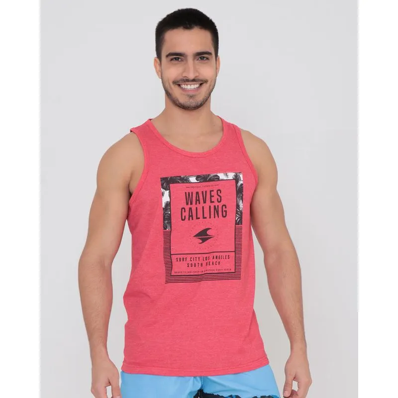 Regata Surf Masculina Estampa Sun Vermelha M