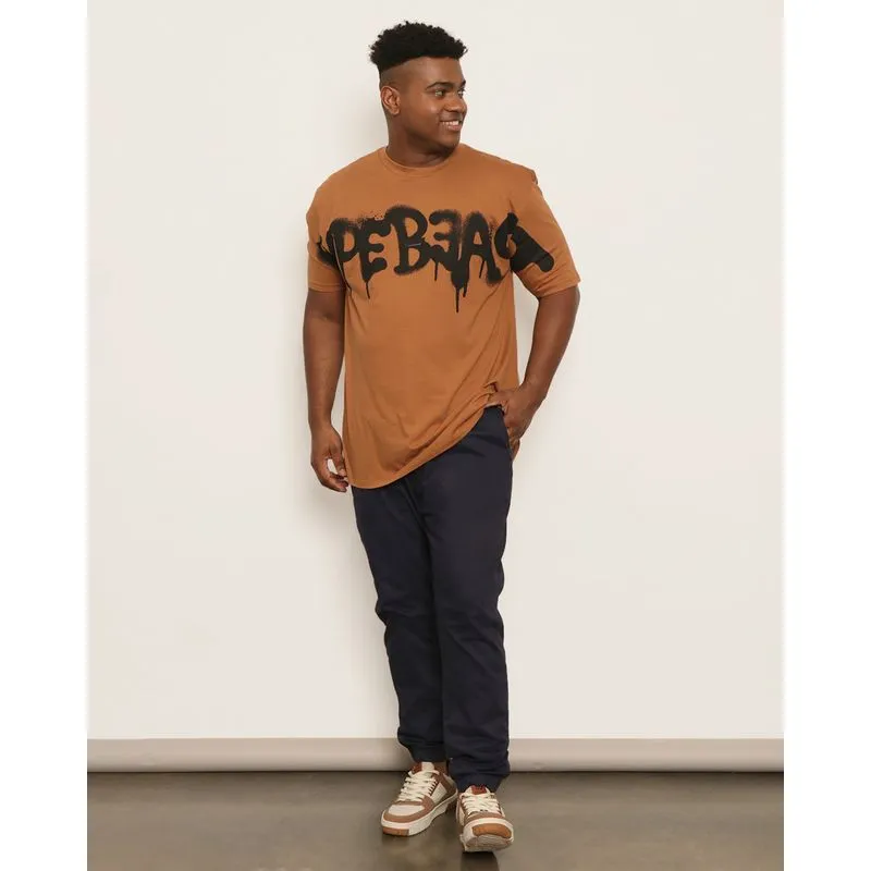 Calça Plus Size Masculina Sarja Jogger Com Bolsos Marinho 56