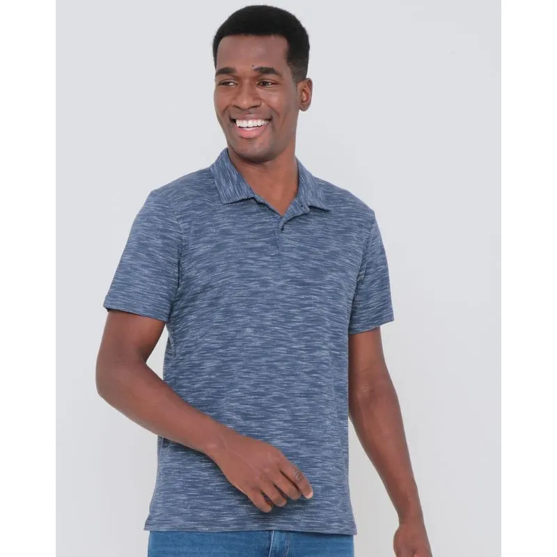 Polo Masculina Piquet Flamê Manga Curta Marinho GG