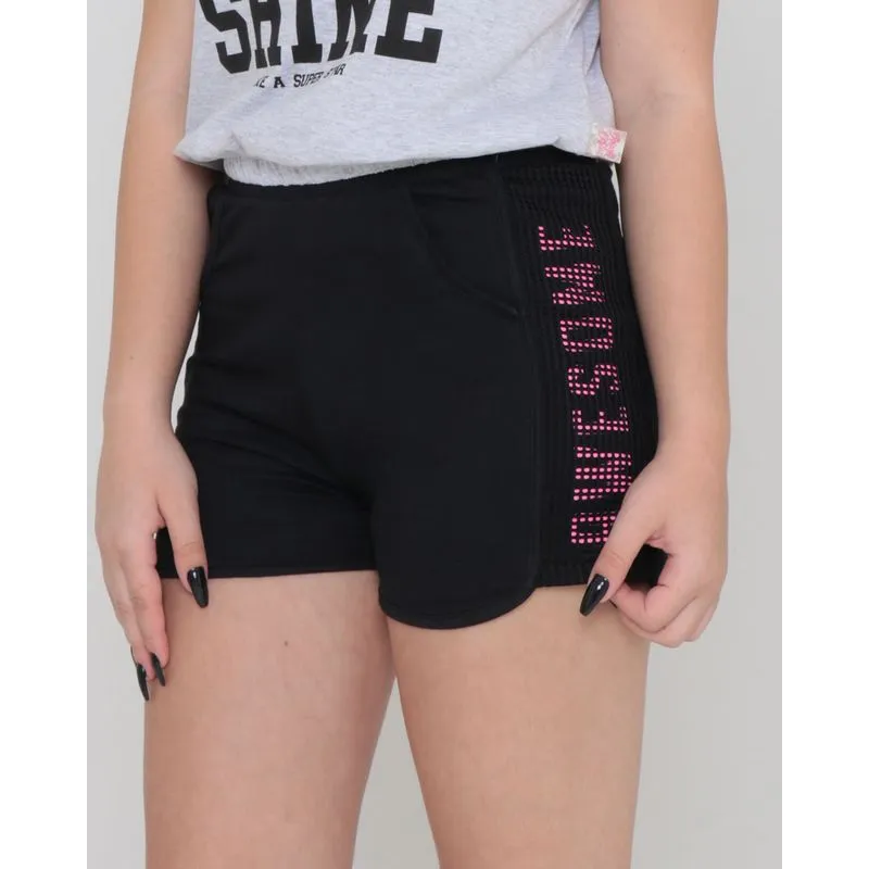 Short Moletinho Juvenil Boxer Com Recorte Tela Preto 12