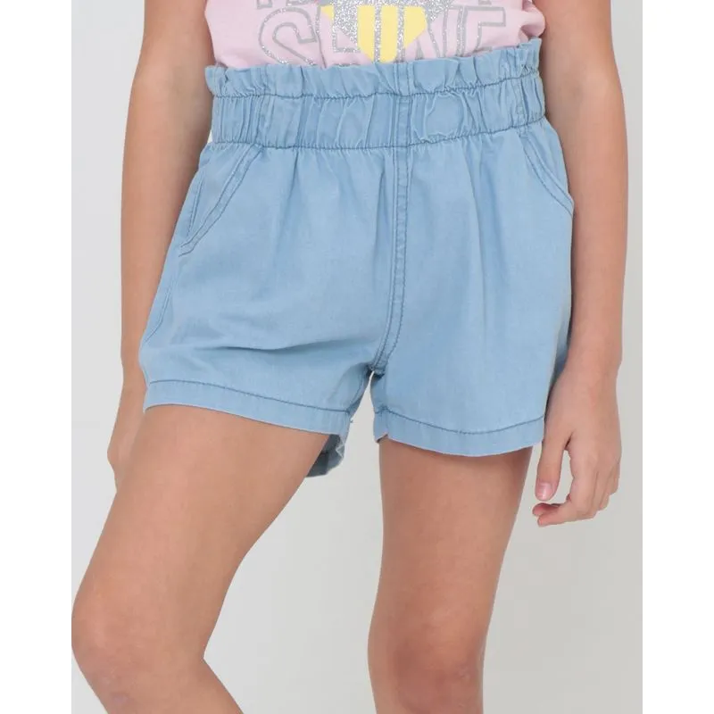 Short Jeans Infantil Elástico Denim Azul Claro 8