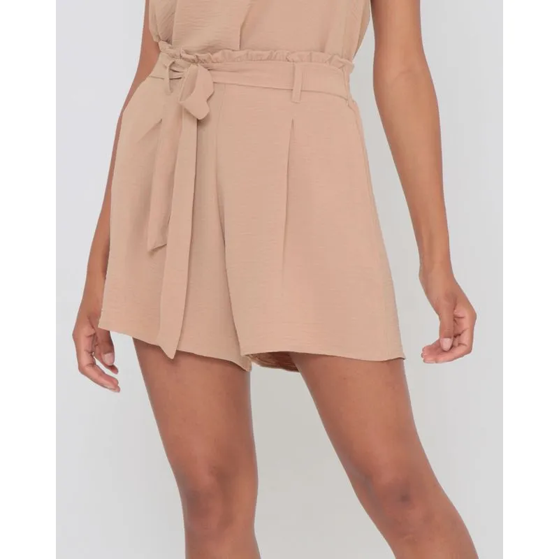 Short Pregas Com Amarração Bege Claro G
