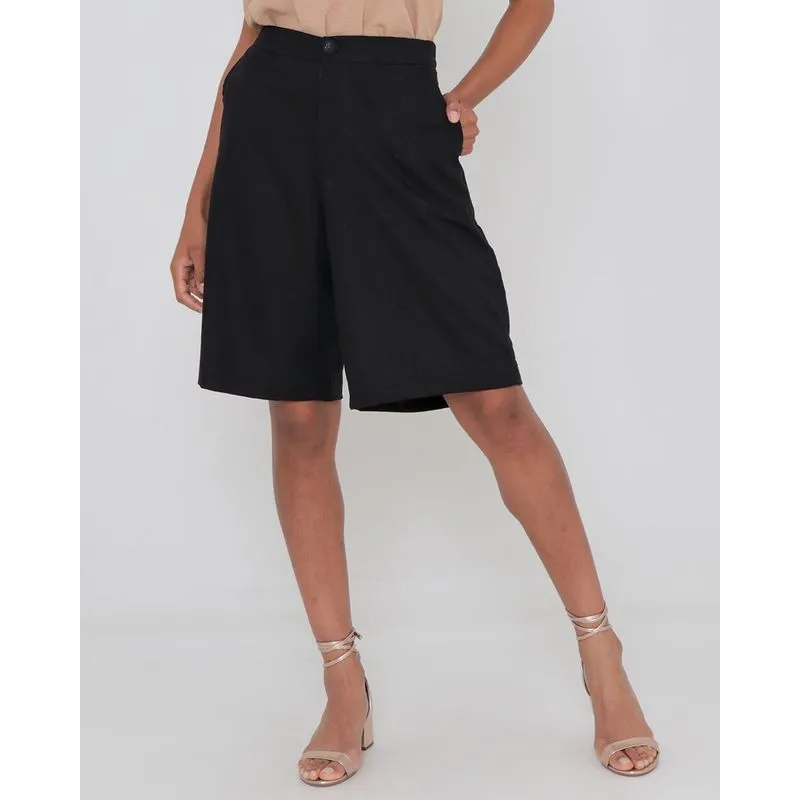 Bermuda Feminina Com Bolso Preta P