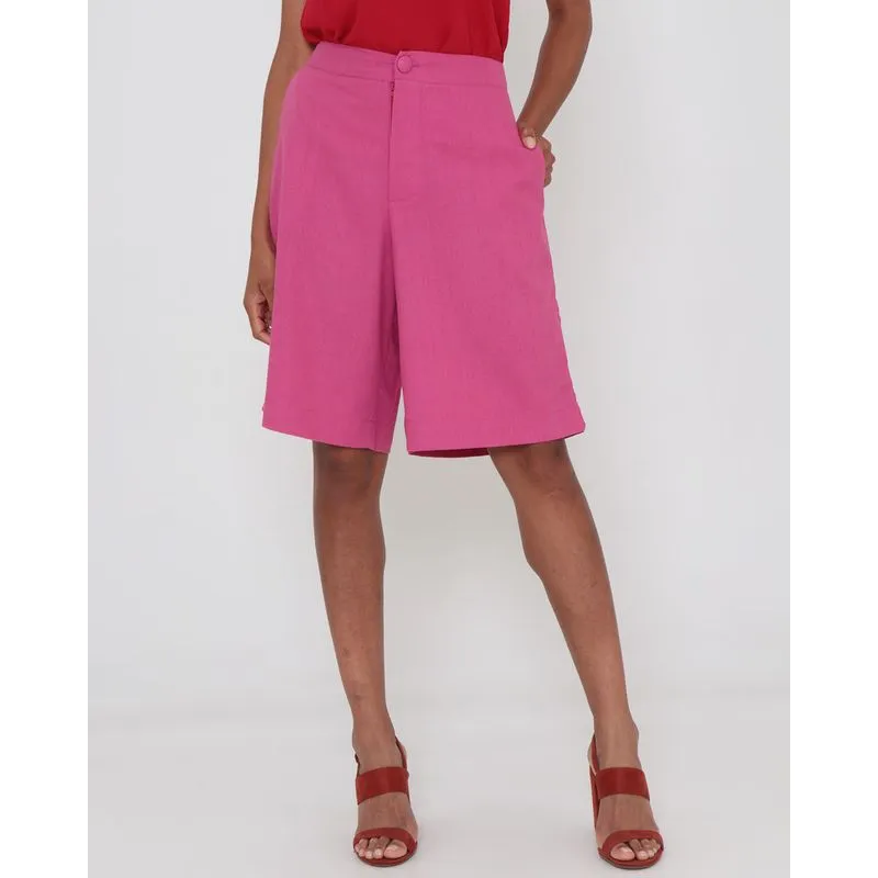 Bermuda Feminina Com Bolso Rosa P