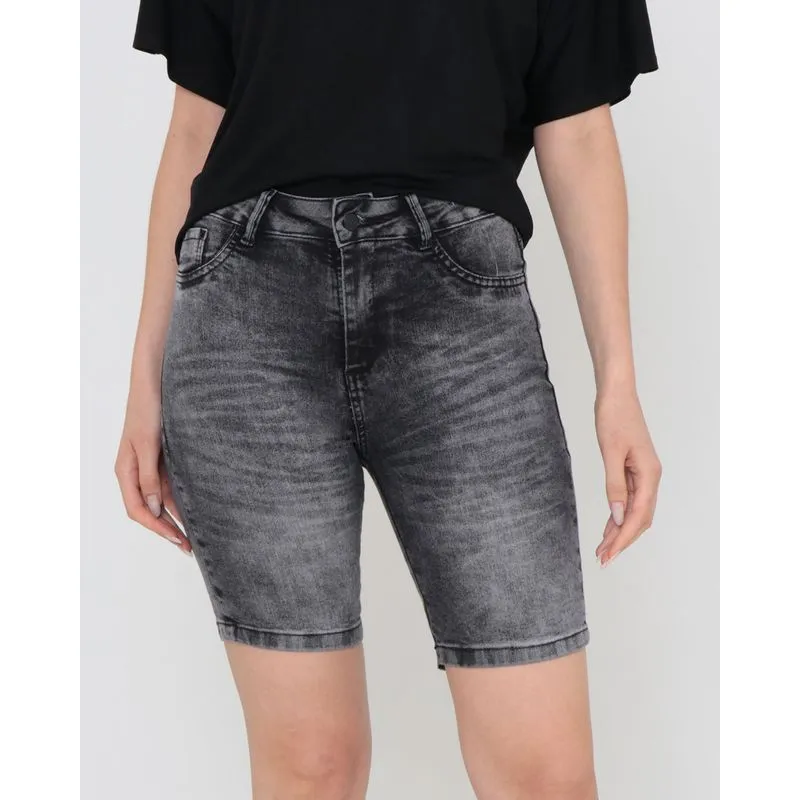 Bermuda Jeans Feminina Preta 46
