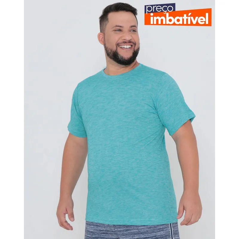 Camiseta Básica Lisa Plus Size Verde Claro G4