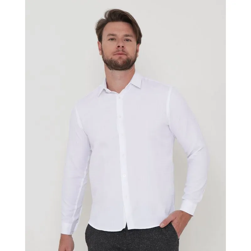 Camisa Social Masculina Manga Longa Banca 2