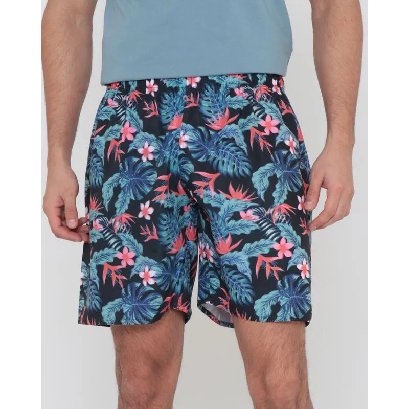 Bermuda Surf Masculina Estampa Floral Preta G
