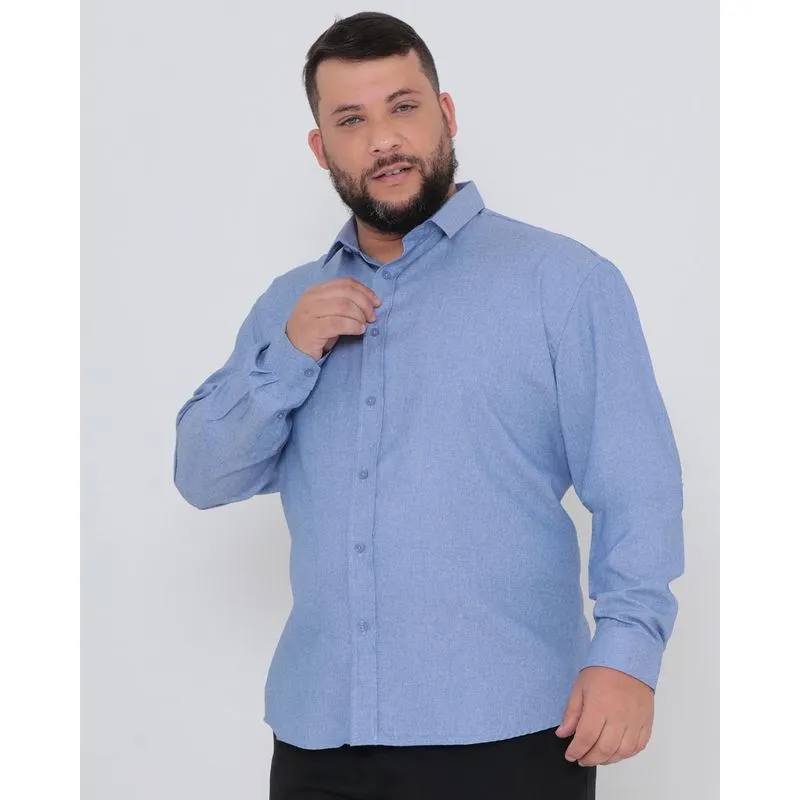 Camisa Social Masculina Manga Longa Azul Claro 3