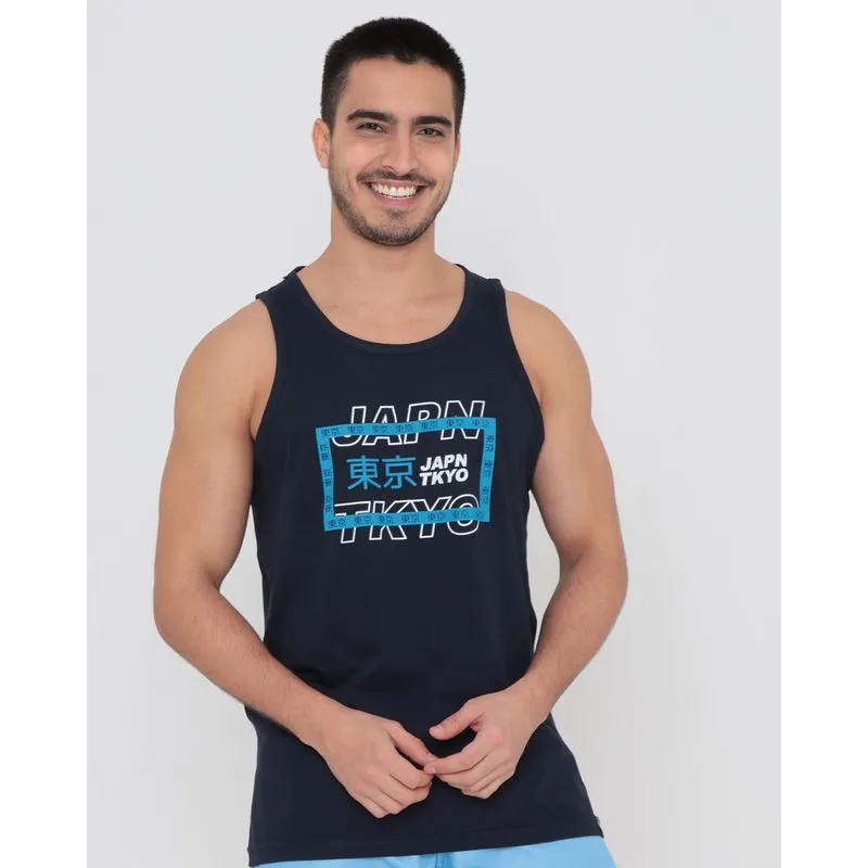 Regata Masculina Estampa Tokyo Azul Marinho P