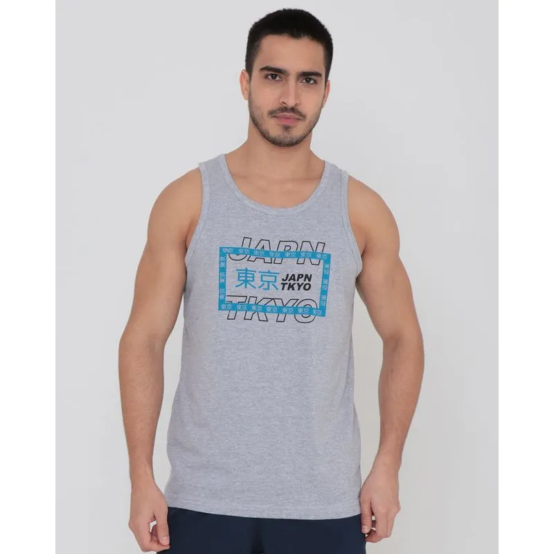 Regata Masculina Estampa Tokyo Mescla Cinza GG