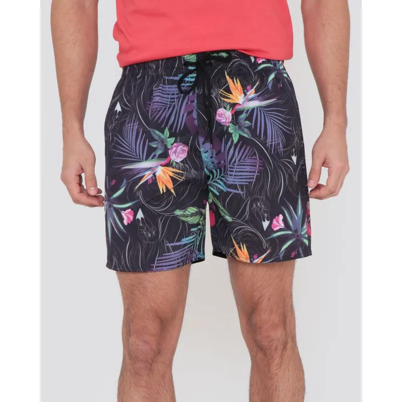 Bermuda Masculina Surf Estampa Floral Preta GG