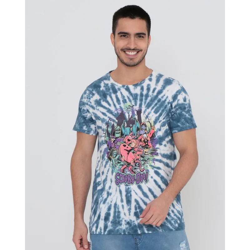 Camiseta Tie Dye Estampa Scooby-Doo Warner Azul Claro P