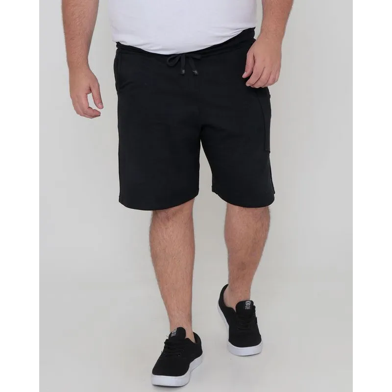 Bermuda Moletinho Masculina Plus Size Preta G1