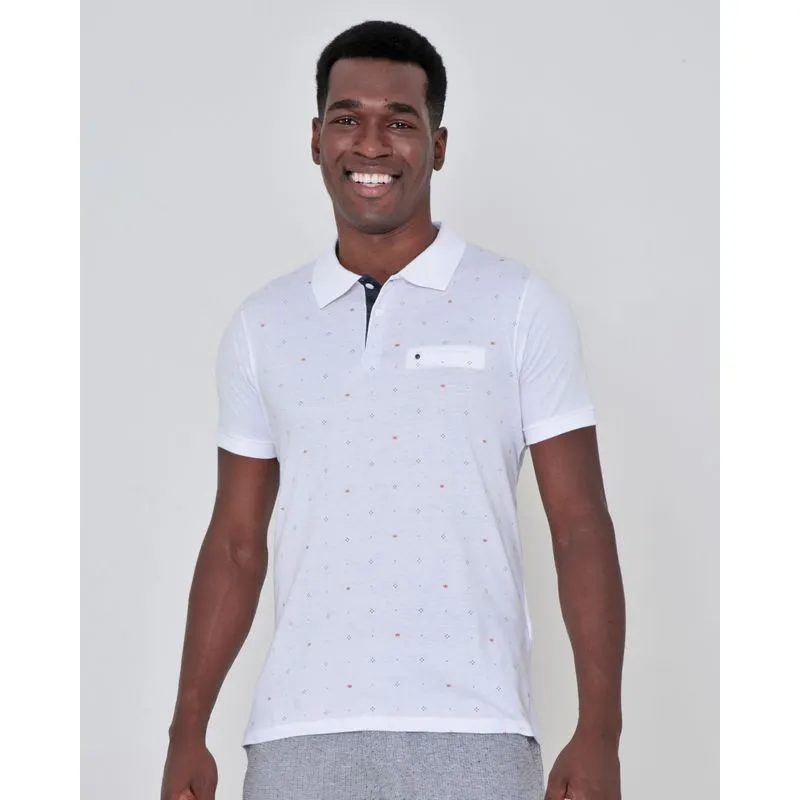 Polo Masculina Estampa Coroas Branca G