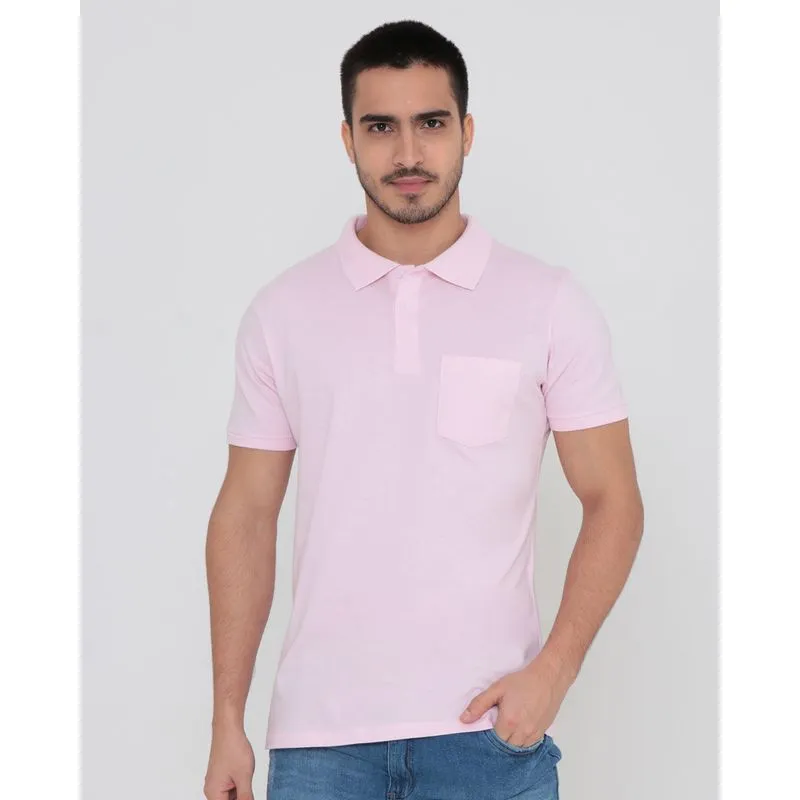 Polo Masculina Com Bolso Lisa Rosa Claro GG
