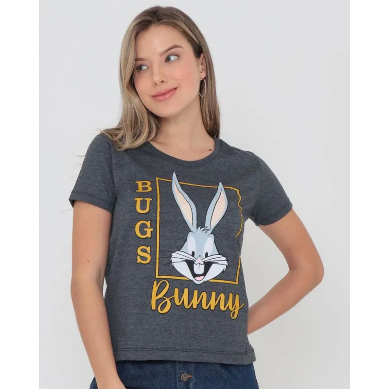 Blusa Estampada Pernalonga Looney Tunes Cinza M