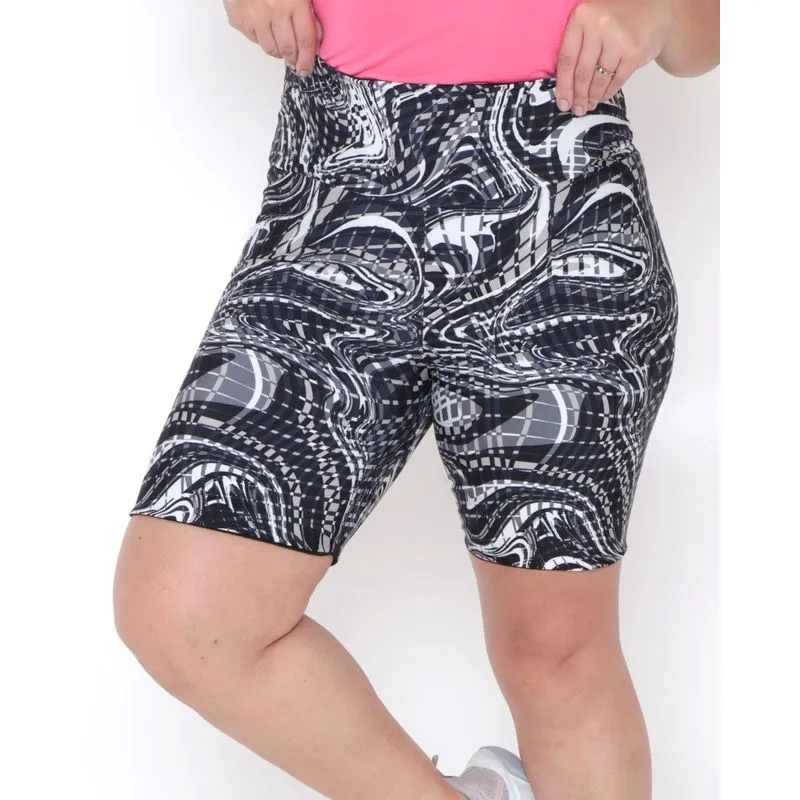 Bermuda Feminina Fitness Plus Size Dupla Face Preta G1
