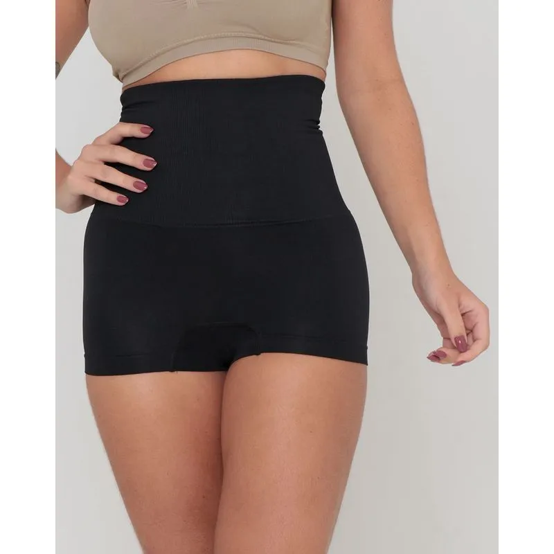 Calcinha Modeladora Vestin Boxer Alta Sem Costura Preto M