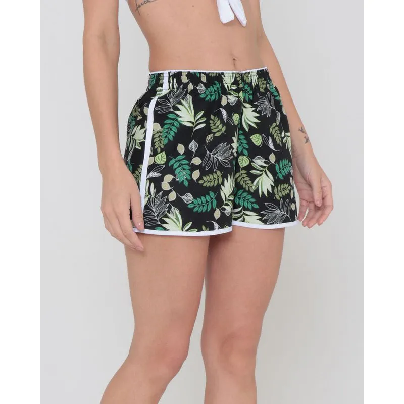 Short Praia Estampa Floral Preto G
