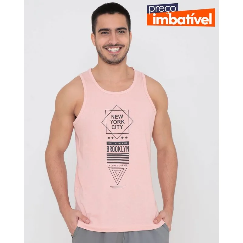 Regata Masculina Estampa Urban Rosa Claro P