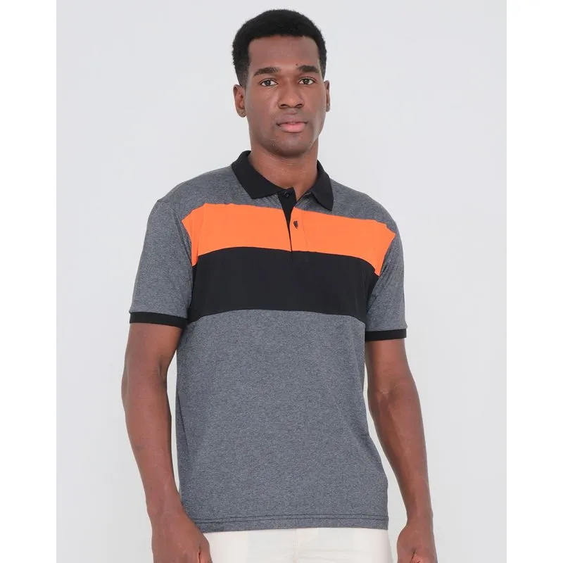 Polo Masculina Recortes Mescla Preta G