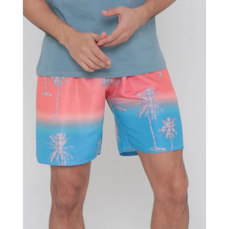 Bermuda Surf Masculina Estampa Coqueiros Laranja Claro G