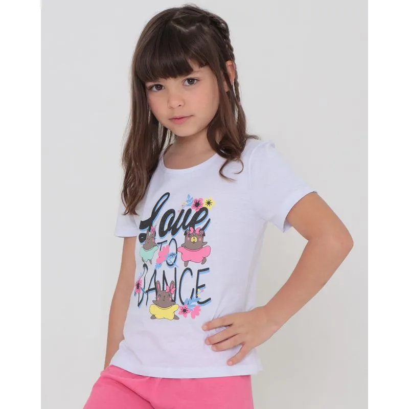 Pijama Infantil Manga Curta Bichinhos Rosa 4