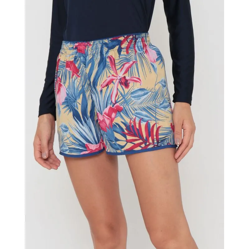 Short Feminino Praia Floral Azul GG