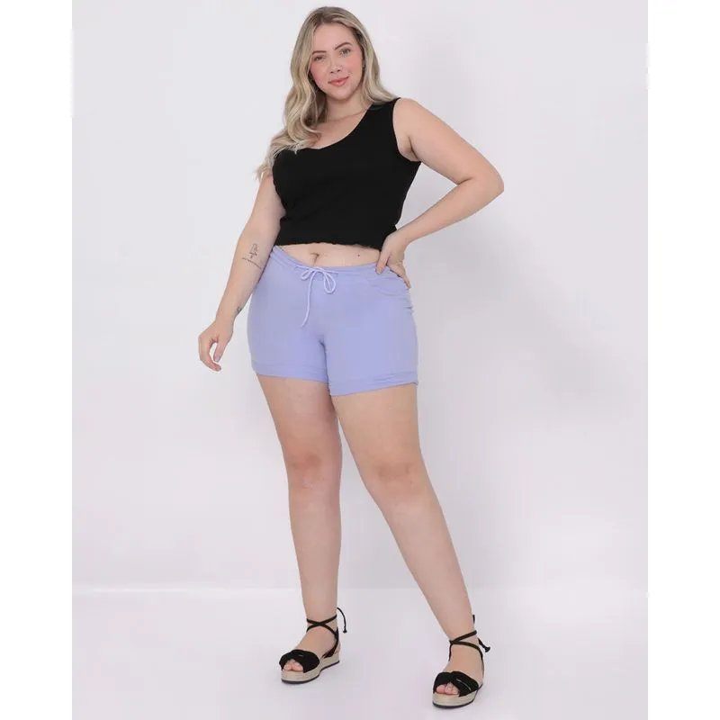 Short Sarja Plus Size Feminino Lilás 46