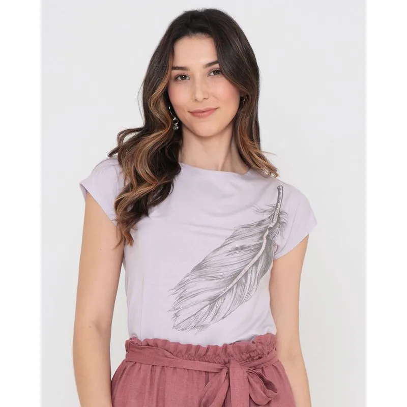 Blusa Feminina Com Tachas Estampa Lilás G