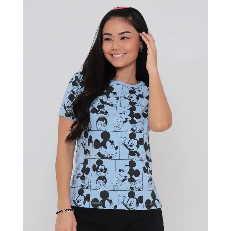 Blusa Estampa Mickey Mouse Disney Azul Claro G