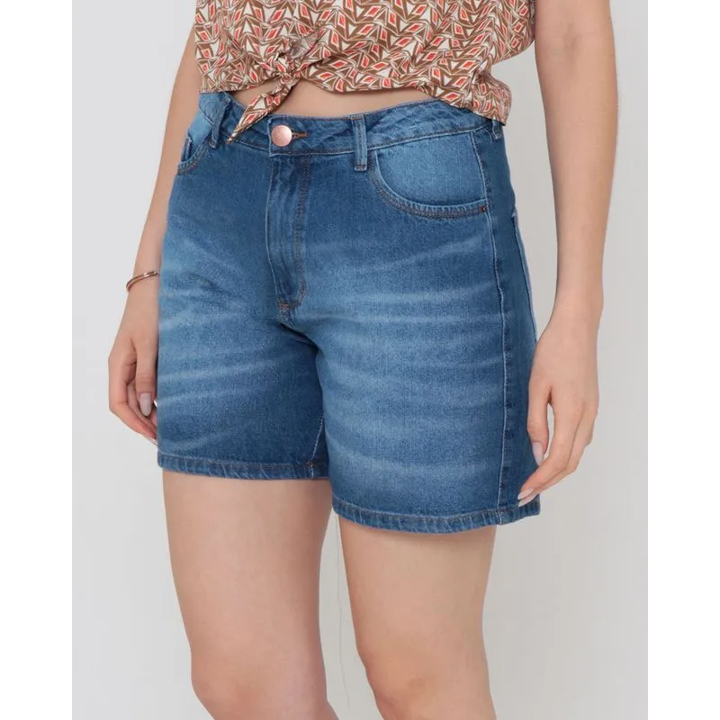 Bermuda Jeans Feminina Reta Azul 40