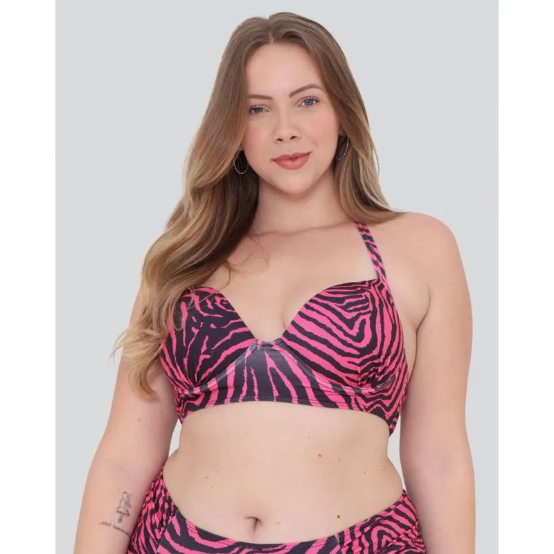 Biquíni Plus Size Top Animal Print Rosa Escuro 48