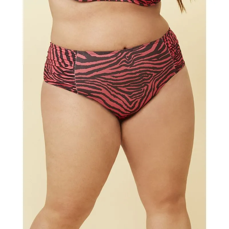 Biquíni Plus Size Feminino Calcinha Franzido Animal Rosa 50