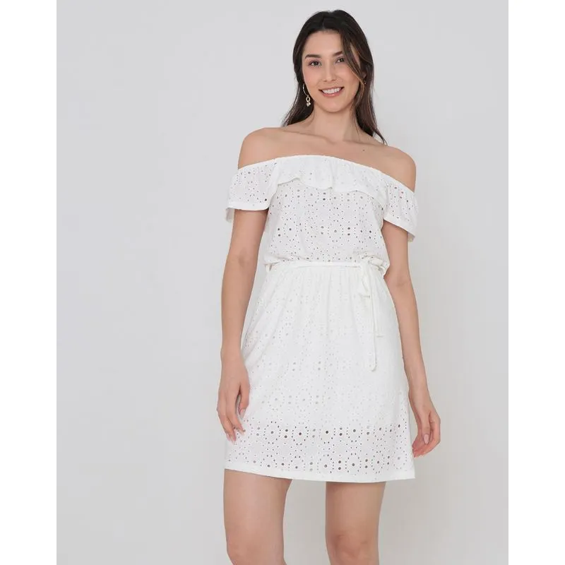 Vestido Ciganinha Com Cinto Laise Off White M