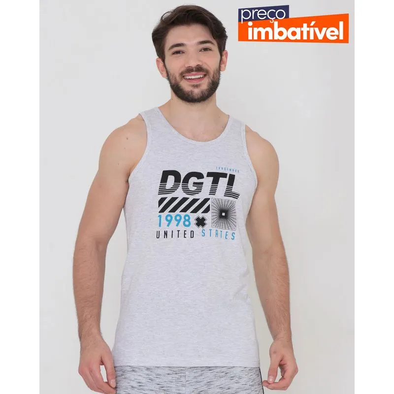 Regata Masculina Estampa Urban Cinza Claro GG