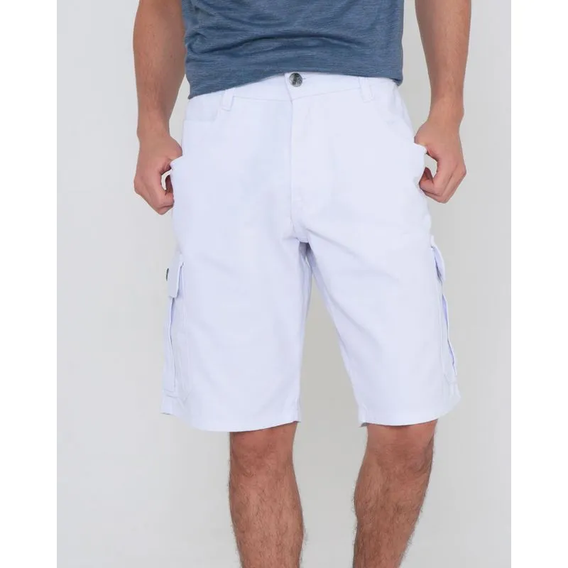 Bermuda Sarja Masculina Destroyed Bolso Cargo Branca 36