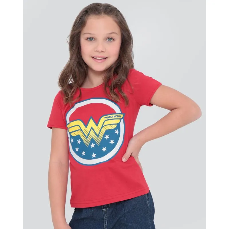 Blusa Infantil Estampa Mulher Maravilha Liga da Justiça Vermelha 6