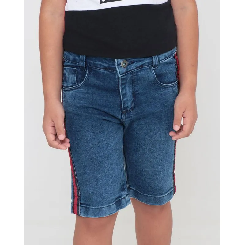 Bermuda Jeans Infantil Com Recorte Lateral Azul 4