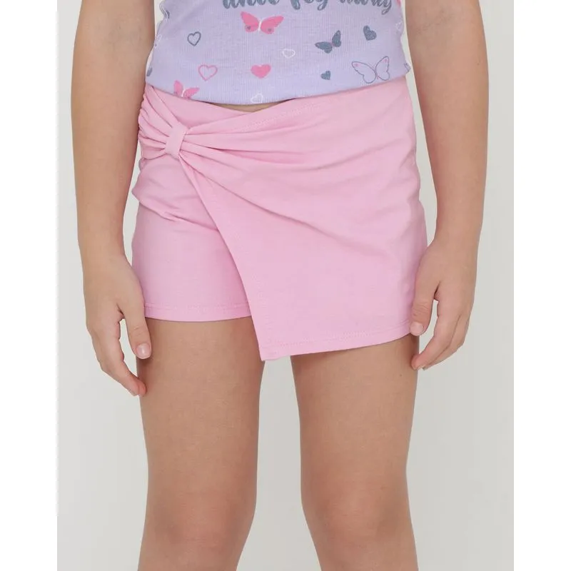 Short Saia Infantil Laço Rosa Claro 6